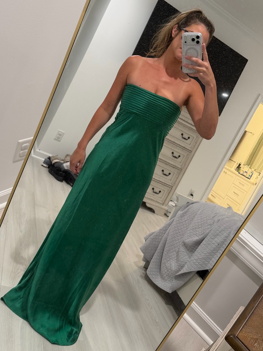 Hello Molly Strapless Emerald Green Maxi Gown